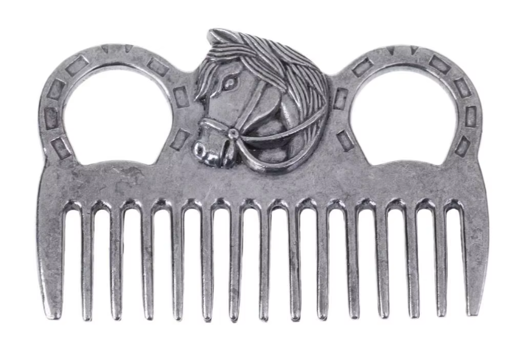 Stainless Steel Horse Pony Grooming Comb Tool Metal Curry Brushing Cleaning Tool Equestrian