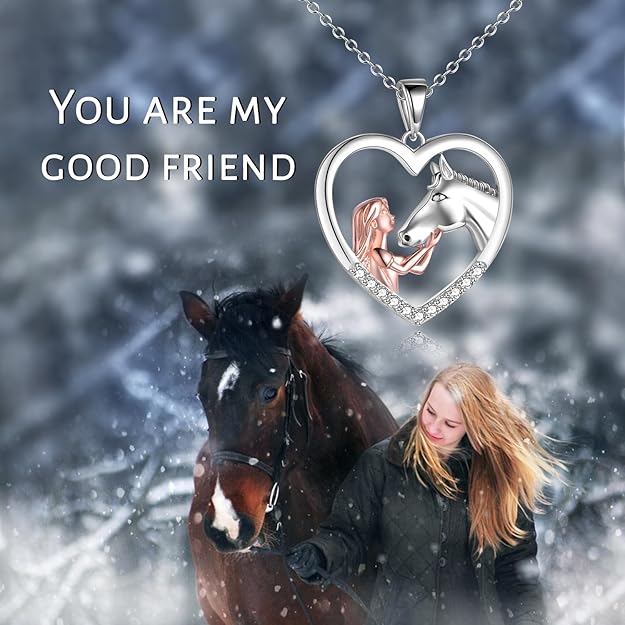 YFN Horse Pendant Necklace Sterling Silver Women with Horse Gift for Women