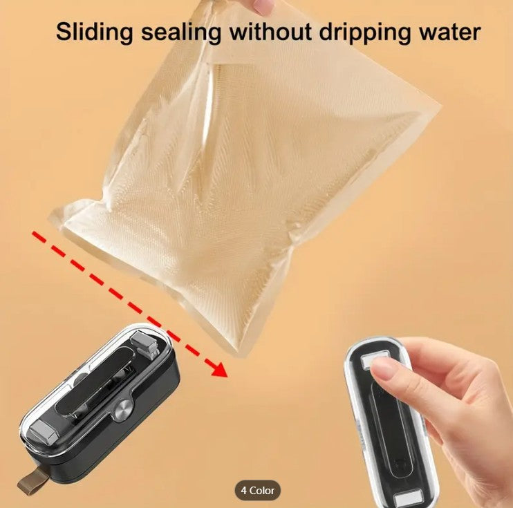 Compact 2-in-1 Mini Bag Sealer & Cutter - Portable Heat Vacuum Sealer for Plastic Bags, Ideal for Food Storage, Snacks, Cookies - Black, Kitchen Essential