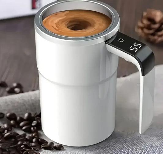 1pc Rechargeable Self-Stirring Mug - 304 Stainless Steel Coffee Cup with Magnetic Lid, Automatic Mixing for Hot Beverages like Cocoa & Milk, Perfect for Office, Kitchen, Travel, and Holiday Gifts