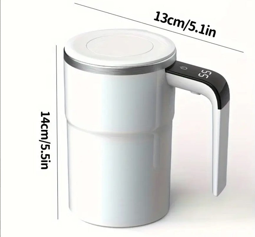 1pc Rechargeable Self-Stirring Mug - 304 Stainless Steel Coffee Cup with Magnetic Lid, Automatic Mixing for Hot Beverages like Cocoa & Milk, Perfect for Office, Kitchen, Travel, and Holiday Gifts